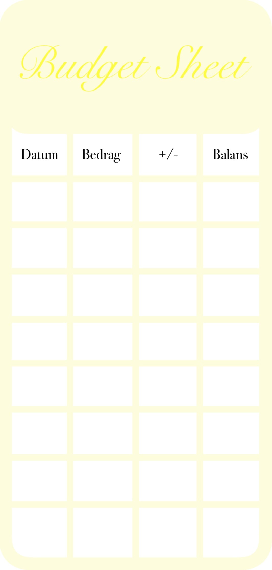 Budgetsheet